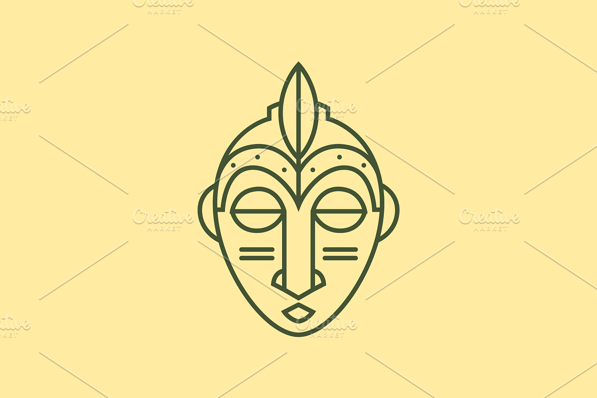tribal mask culture face line logo, a Branding & Logo Template by devastd