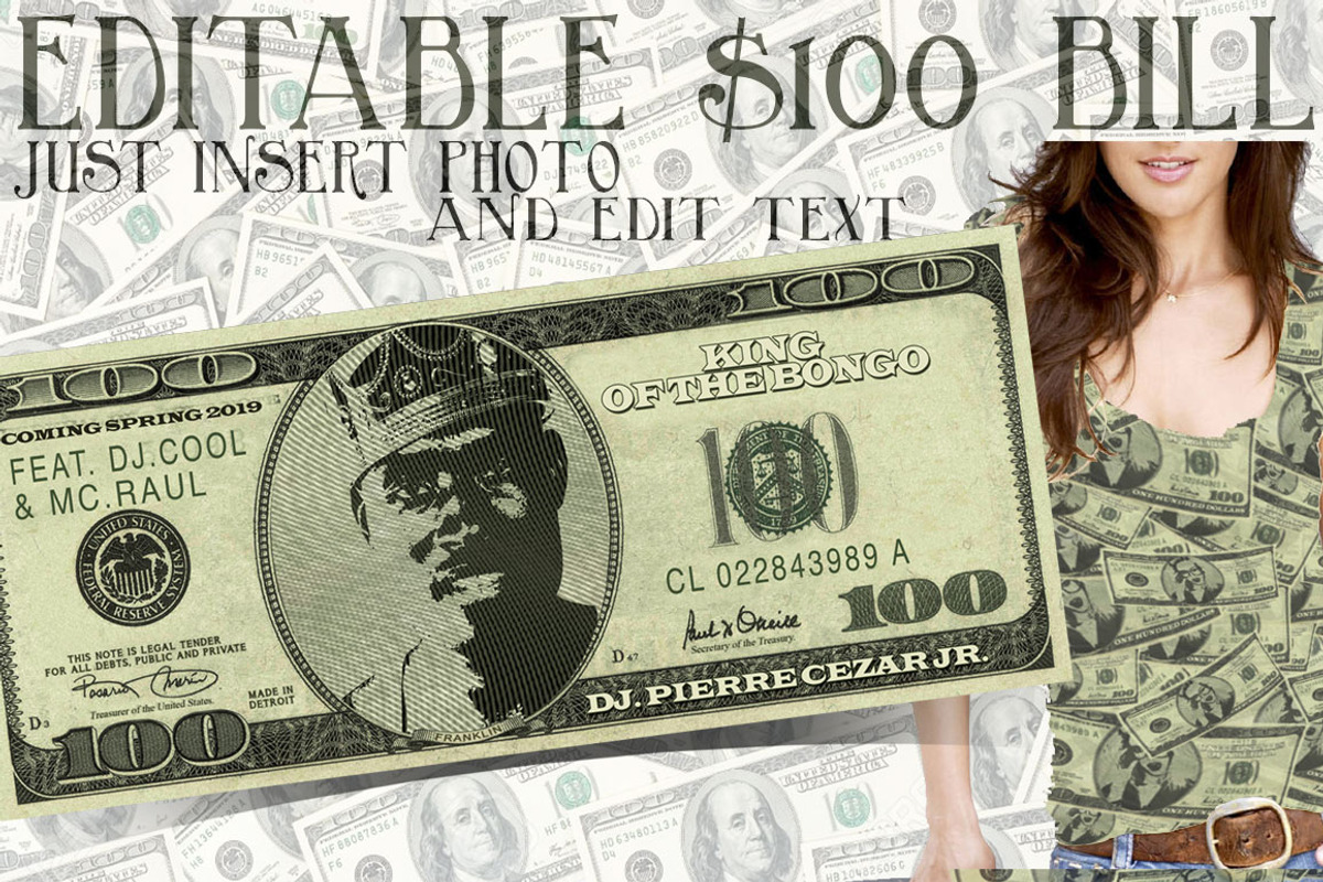 Editable Hi-Res $100 Bill Mockup, a Mockup by the little wonder shop (Photo 1 of 4)