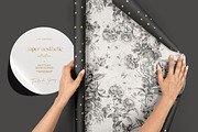 Toile Black and White Floral Pattern, a Pattern Graphic by paper aesthetic (Thumbnail 4 of 10)