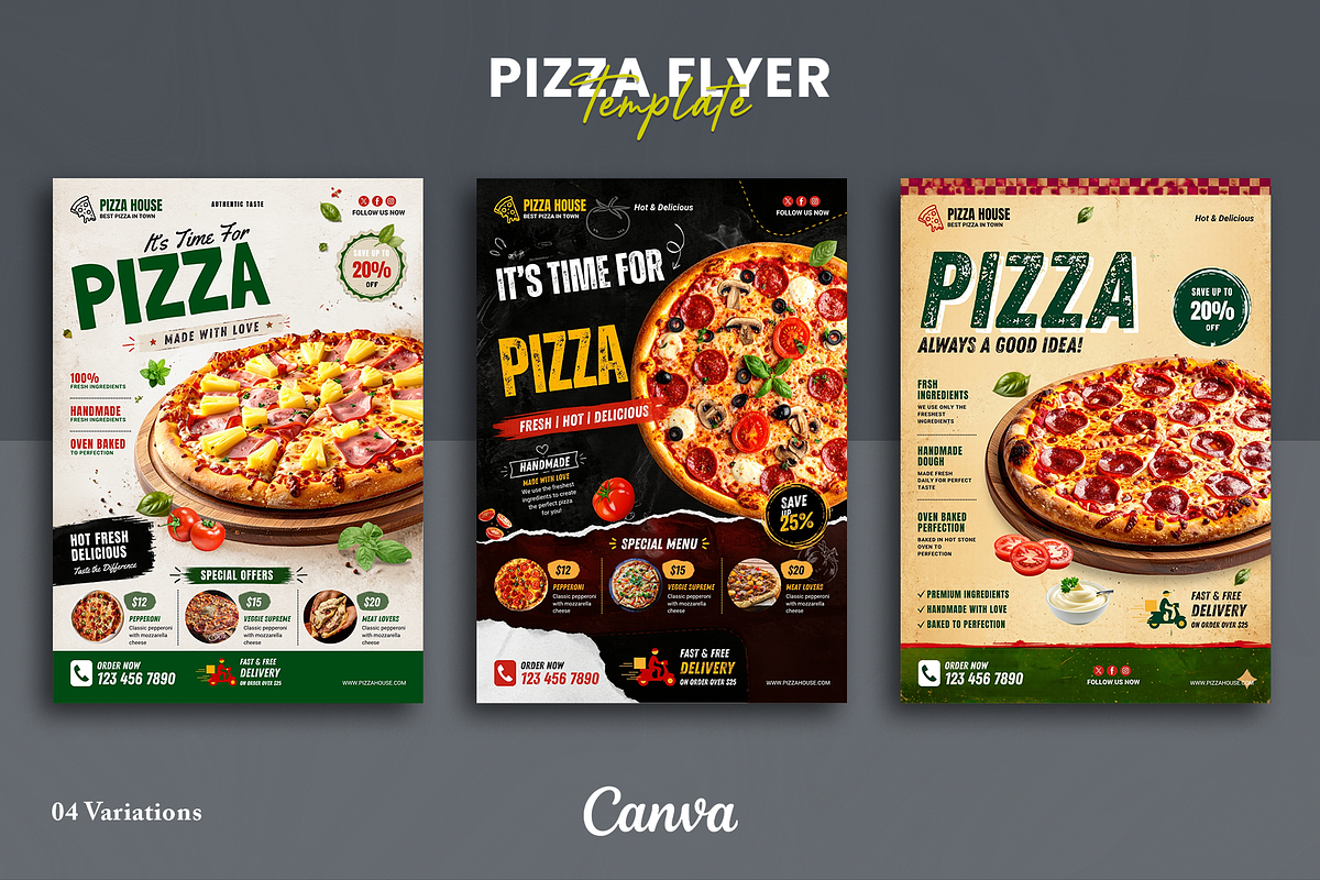 Pizza Flyer Template | Canva, a Flyer Template by ArtisticLand (Photo 1 of 4)