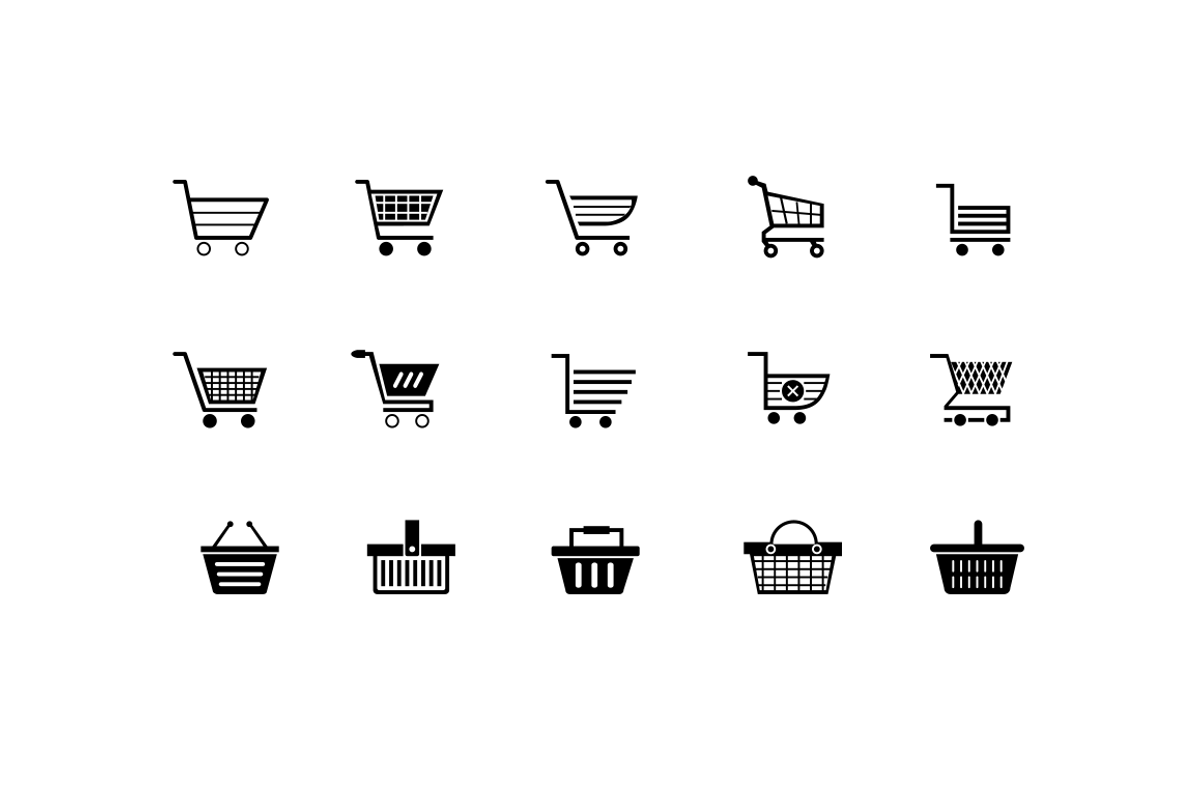 15 Shopping Cart and Basket Icons