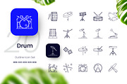 Drums Icon Set, an Outline Icon by cidcud_graphic (Thumbnail 1 of 2)