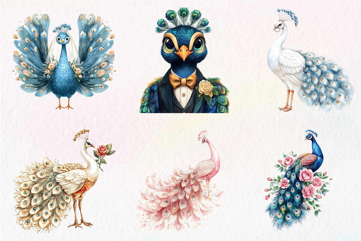 Wedding Peacock Clipart, an Illustration by CreationArt (Photo 2 of 9)