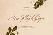 Miss Phillips - Handwritten Script, a Handwritten Font by Sarid Ezra (Thumbnail 1 of 10)