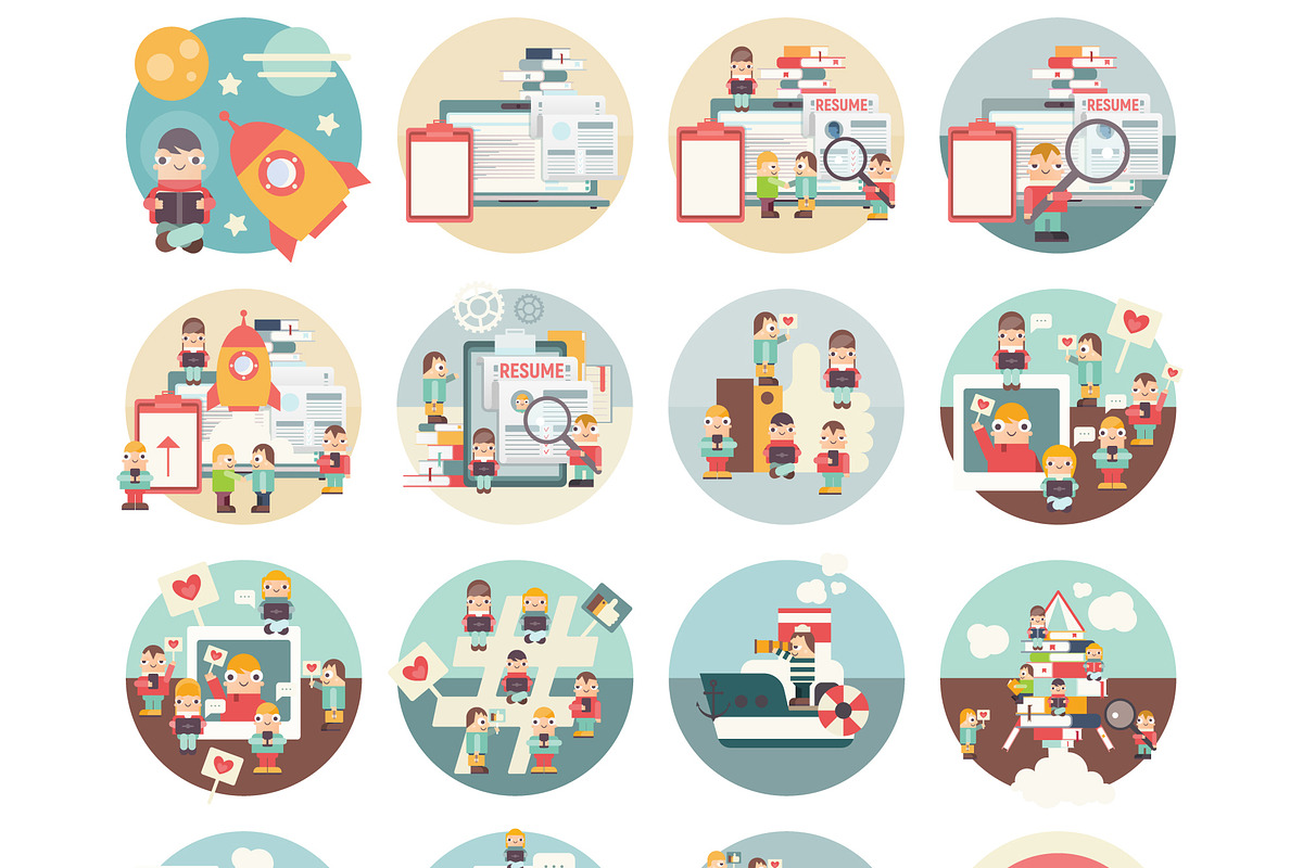 Cartoon People Bundle, an Education Illustration by ELFIVETROV DESIGN (Photo 6 of 13)