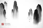 Sumi-e painting. Zen and mountains., an Illustration by Elina_Li (Thumbnail 12 of 16)