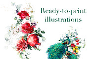 Watercolor botanical fruity flowers, a Decorative Illustration by Edith’s World (Thumbnail 4 of 10)
