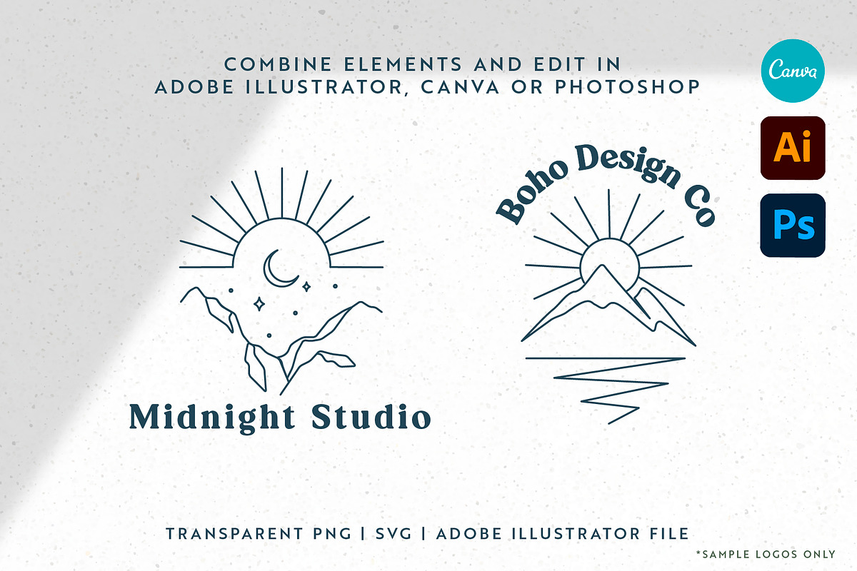 Adventure Line Art Graphic Set, a Branding & Logo Template by Ellen Carty Design (Photo 5 of 13)