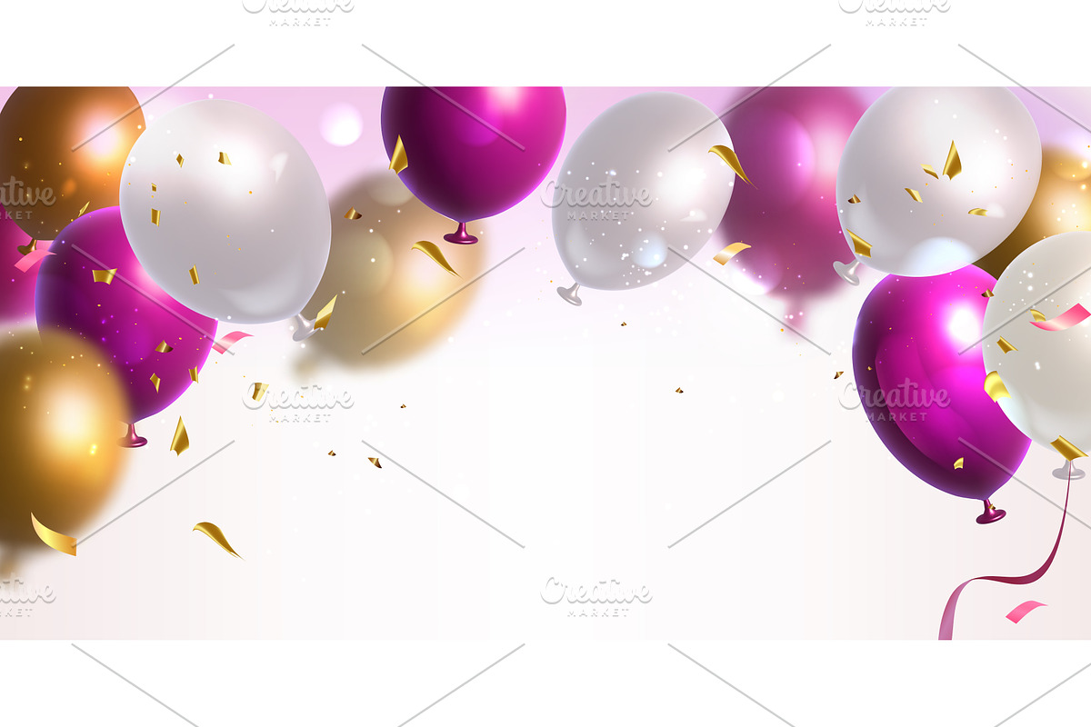 Colorful air balloons and confetti, a Texture Illustration by art PVP - market