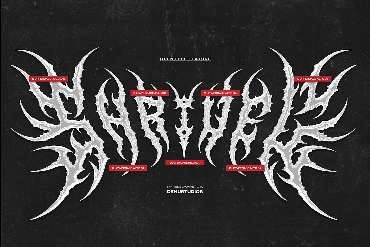 Shrivel | Black Metal Typeface, a Blackletter Font by Denustudios (Photo 10 of 12)