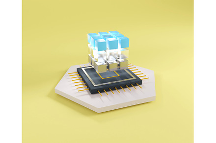 CPU 3D illustration on yellow, a Technology Photo by Vasser