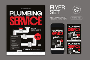 Plumbing Service Flyer, a Flyer Template by graphicook