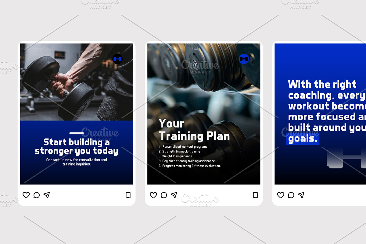 Gym Coach Service - Instagram Post, a Social Media Template by Izdihaar_Studio (Photo 2 of 4)