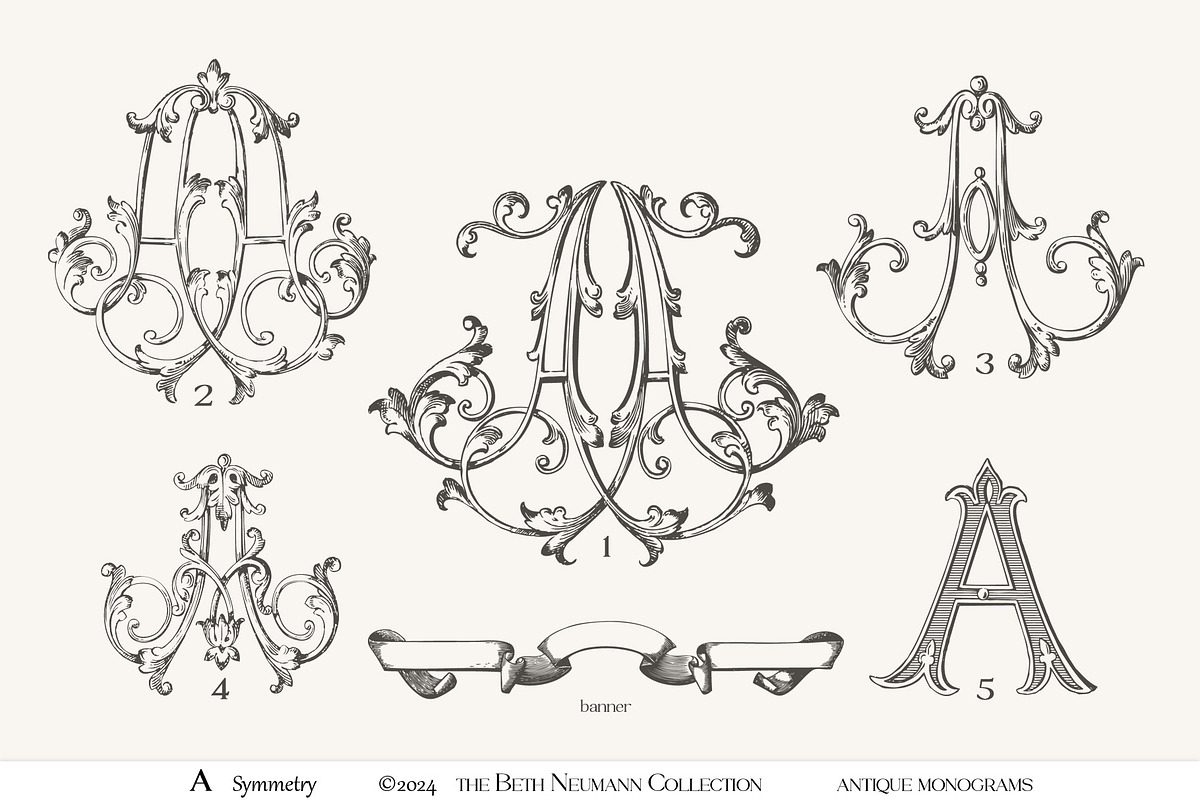 Antique Vintage Monogram A Initial, an Object Graphic by Antique Monograms (Photo 4 of 4)