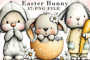 Whimsical Easter Bunny Clipart, an Illustration by Libby Wishes (Thumbnail 1 of 9)