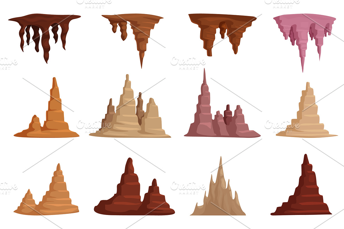Cave stalactites. Cartoon, an Illustration by Valerie Bodnar