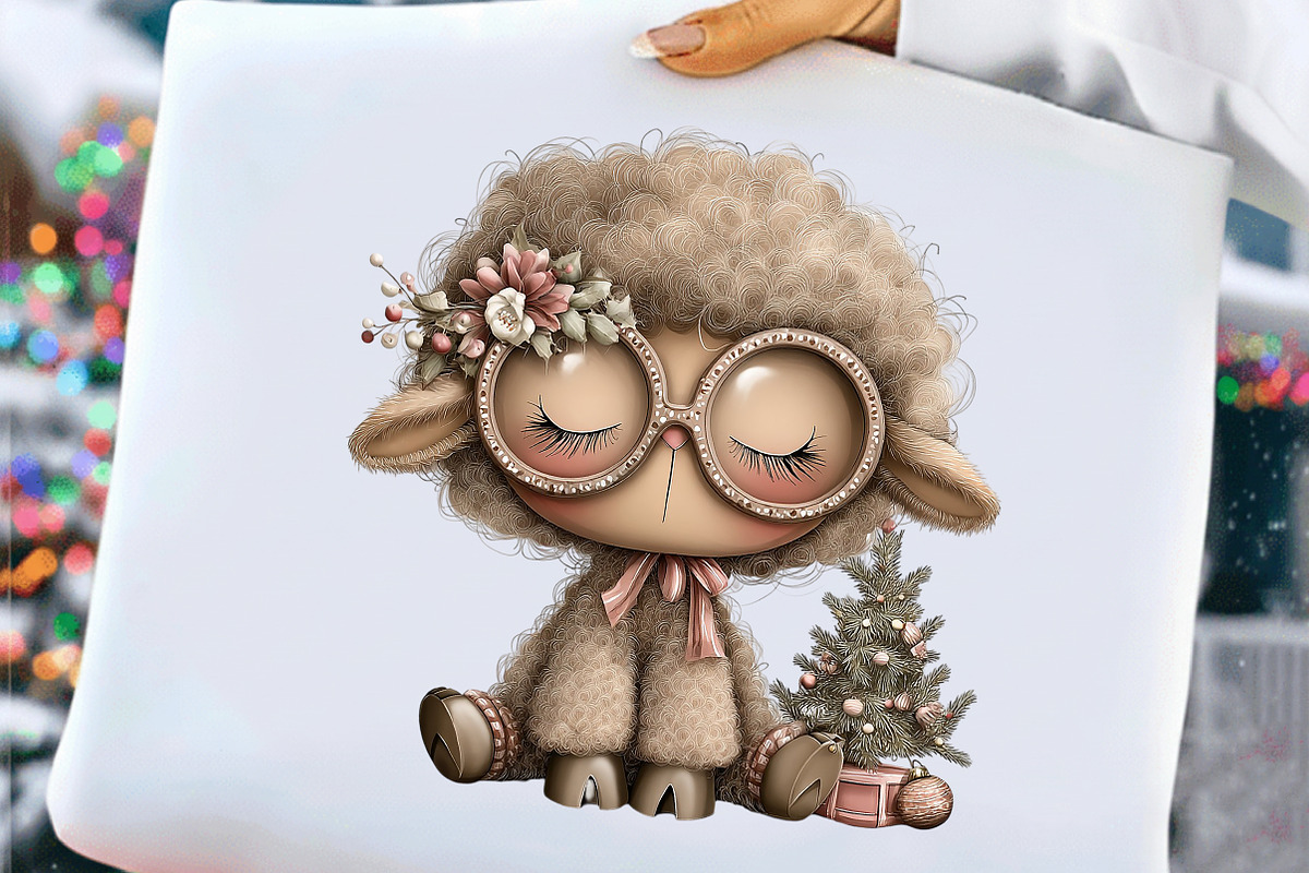Funny Christmas Sheep Clipart, an Illustration by Craft Nest (Photo 3 of 10)
