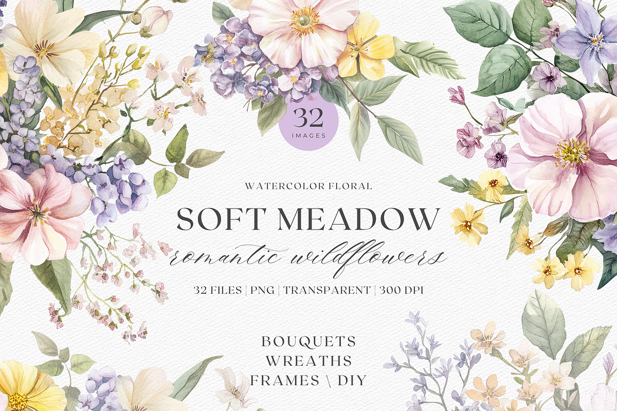 Wildflower Soft Floral Bouquet, a Decorative Illustration by ThaismotaCreativeCo (Photo 1 of 12)
