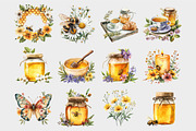 Watercolor Honey Bee Clipart, a Seasonal Illustration by Design Market (Thumbnail 4 of 5)