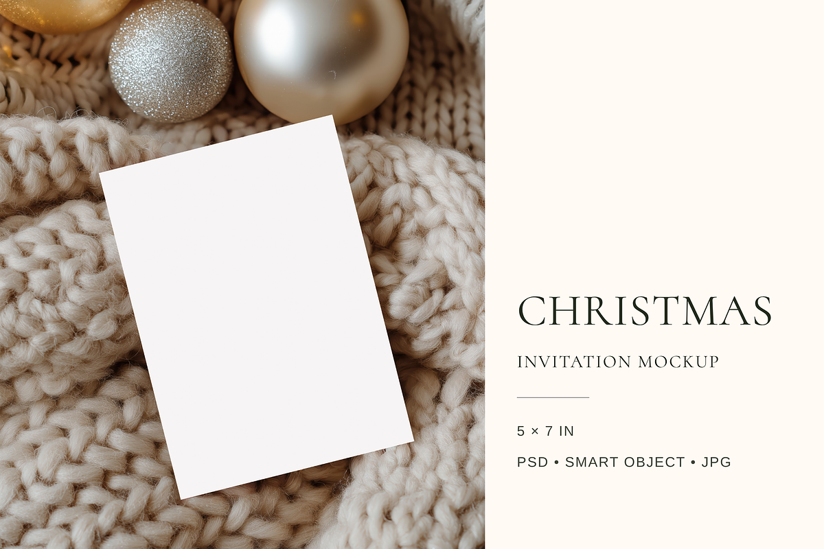 5x7 in Cozy Christmas Card Mockup, an Advertising Mockup by Serenefeeling (Photo 1 of 7)