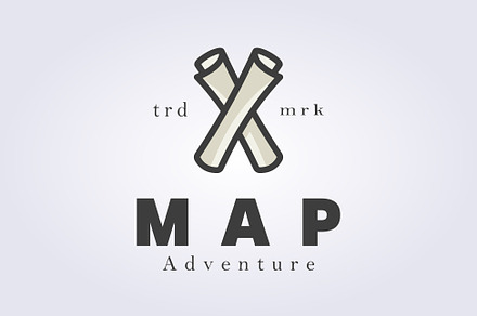 paper roll map logo template design,