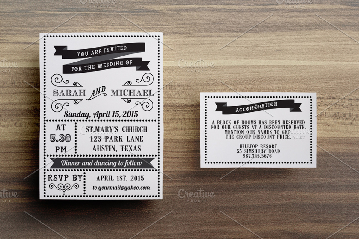 Vintage wedding invitation and rsvp, an Invitation Template by annago (Photo 1 of 3)