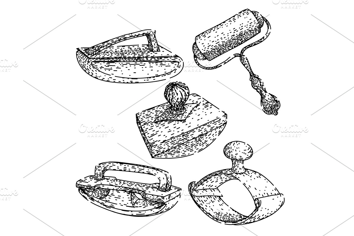 ink blotter set sketch hand drawn, an Illustration by pikepicture