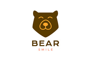 Animal Beast Grizzly Face Smile Logo