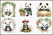 Panda Garden Clipart, an Illustration by Sublimation Artist (Thumbnail 3 of 6)