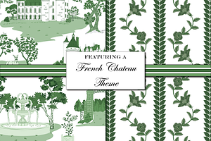 Green Toile De Jouy Patterns