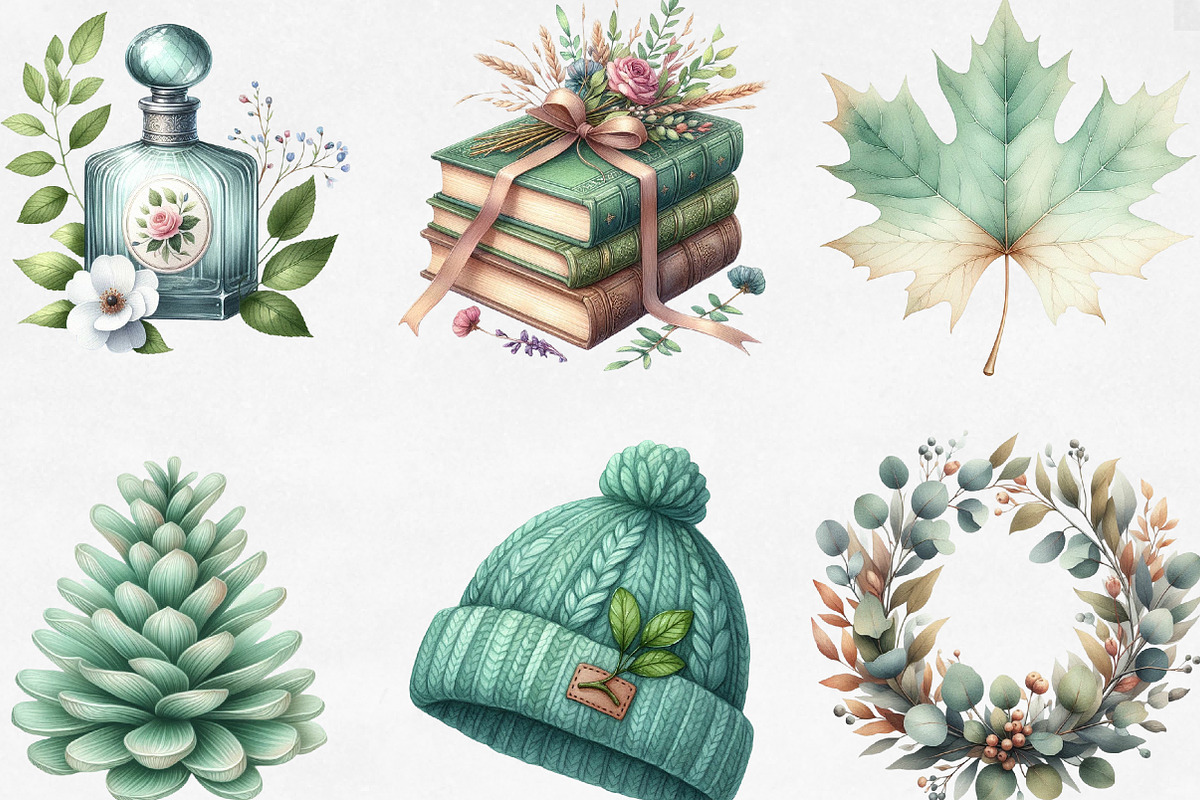Mint Fresh Green Autumn Clipart, an Illustration by Designking (Photo 2 of 4)