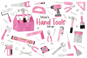 Pink Hand Tools Clipart, an Object Illustration by SugarPickle Clip Art