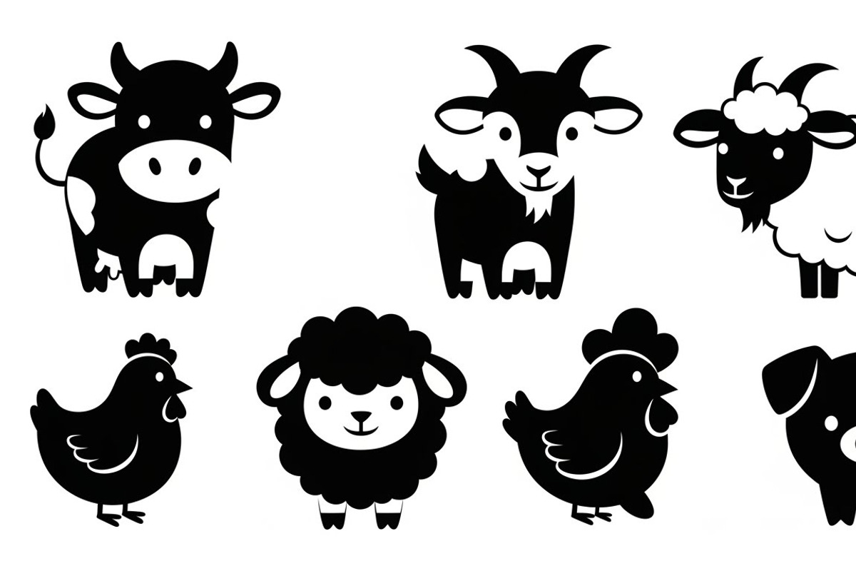 Cute Farm Animal Silhouette Bundle, an Illustration by hafijul (Photo 36 of 51)
