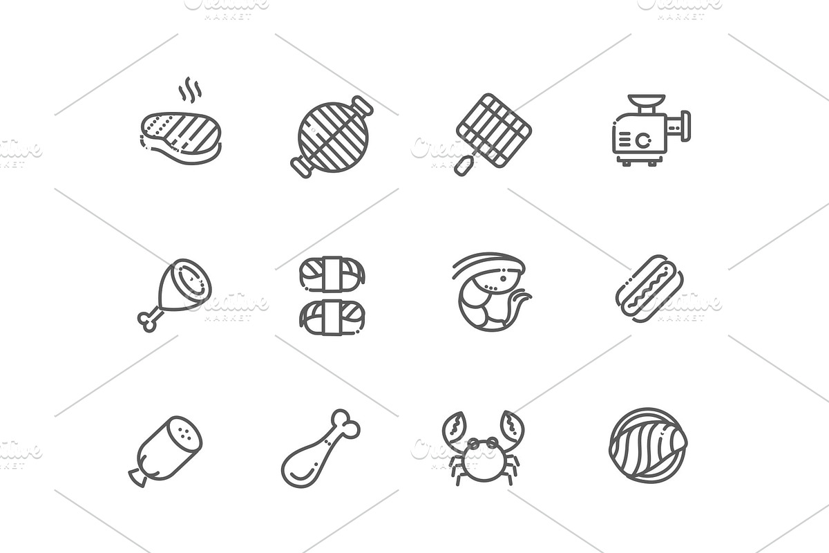 Simple Set of Meat Related Vector, an Outline Icon by Tettygreen (Photo 2 of 2)