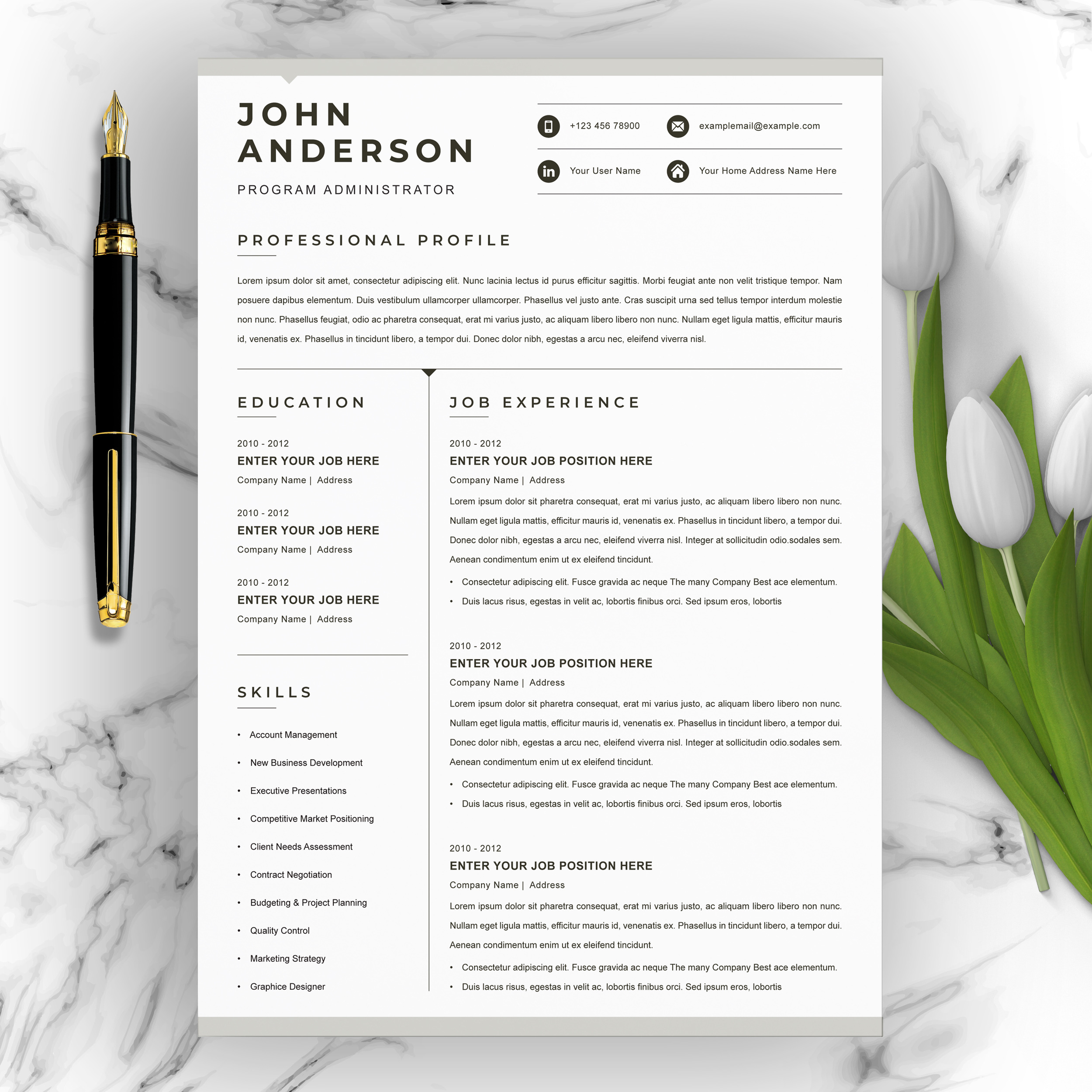 Clean & Modern Resume Template Word, a Resume Template by ResumeInventor