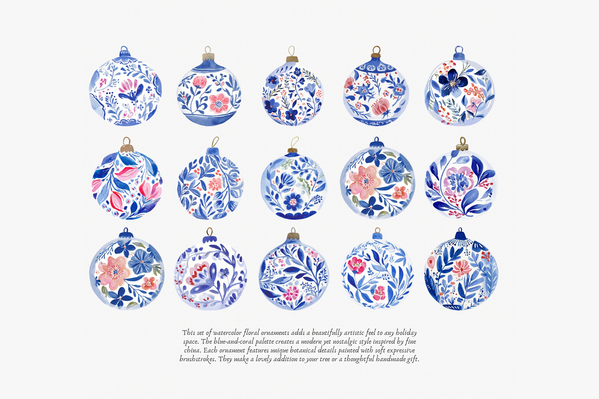Blue Garden Baubles Clipart set, a Decorative Illustration by Patishop Art (Photo 4 of 4)