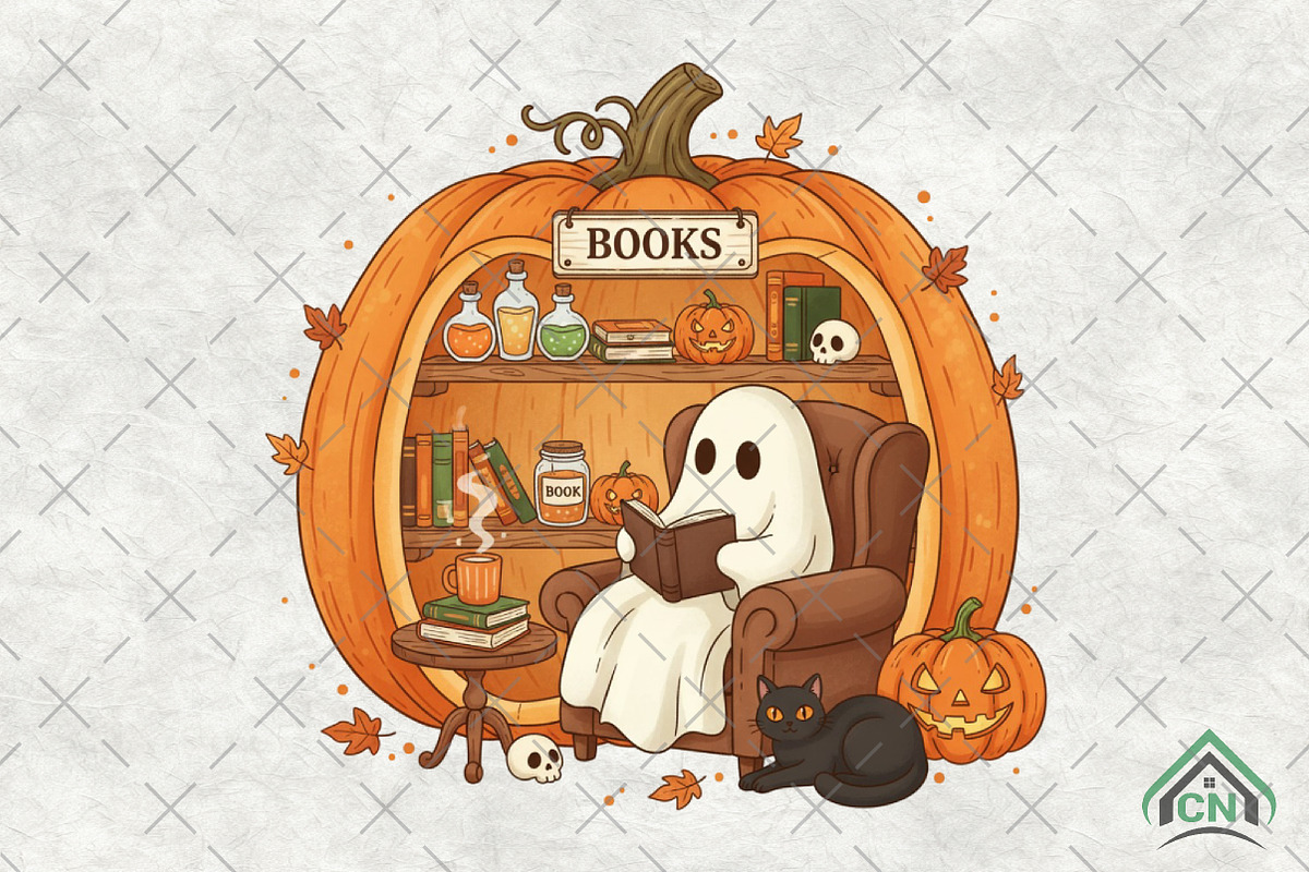 Ghost Pumpkin Book Nook Halloween, an Illustration by Craft Nest (Photo 1 of 6)