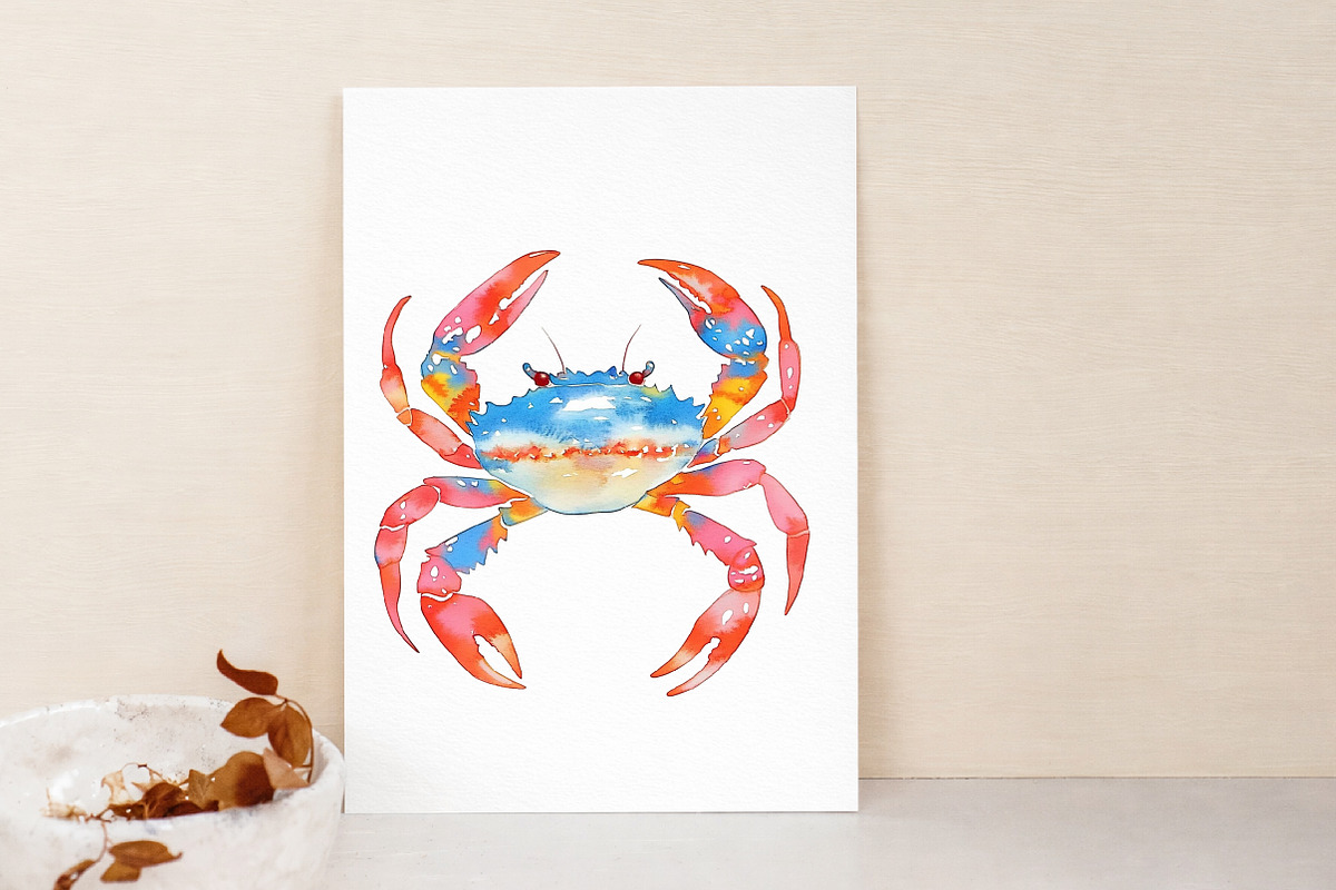 Watercolor Crab Clipart, an Illustration by Libby Wishes (Photo 6 of 7)