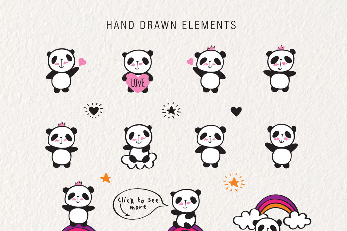 Little cute pandas, an Animal Illustration by Tkoko vectors & patterns (Photo 4 of 6)