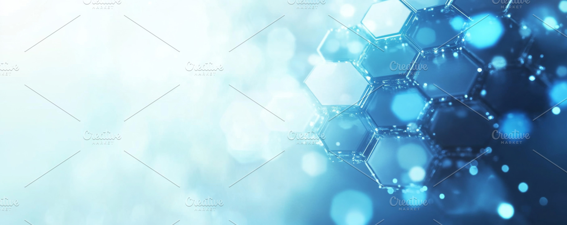 Abstract Blue Hexagonal Structures with Light Effects, an Abstract Photo by Natalia Klenova's Shop