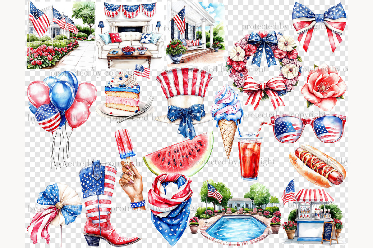 4th of July Clip Art Patriotic, a Person Illustration by GlamArtZhanna (Photo 7 of 8)