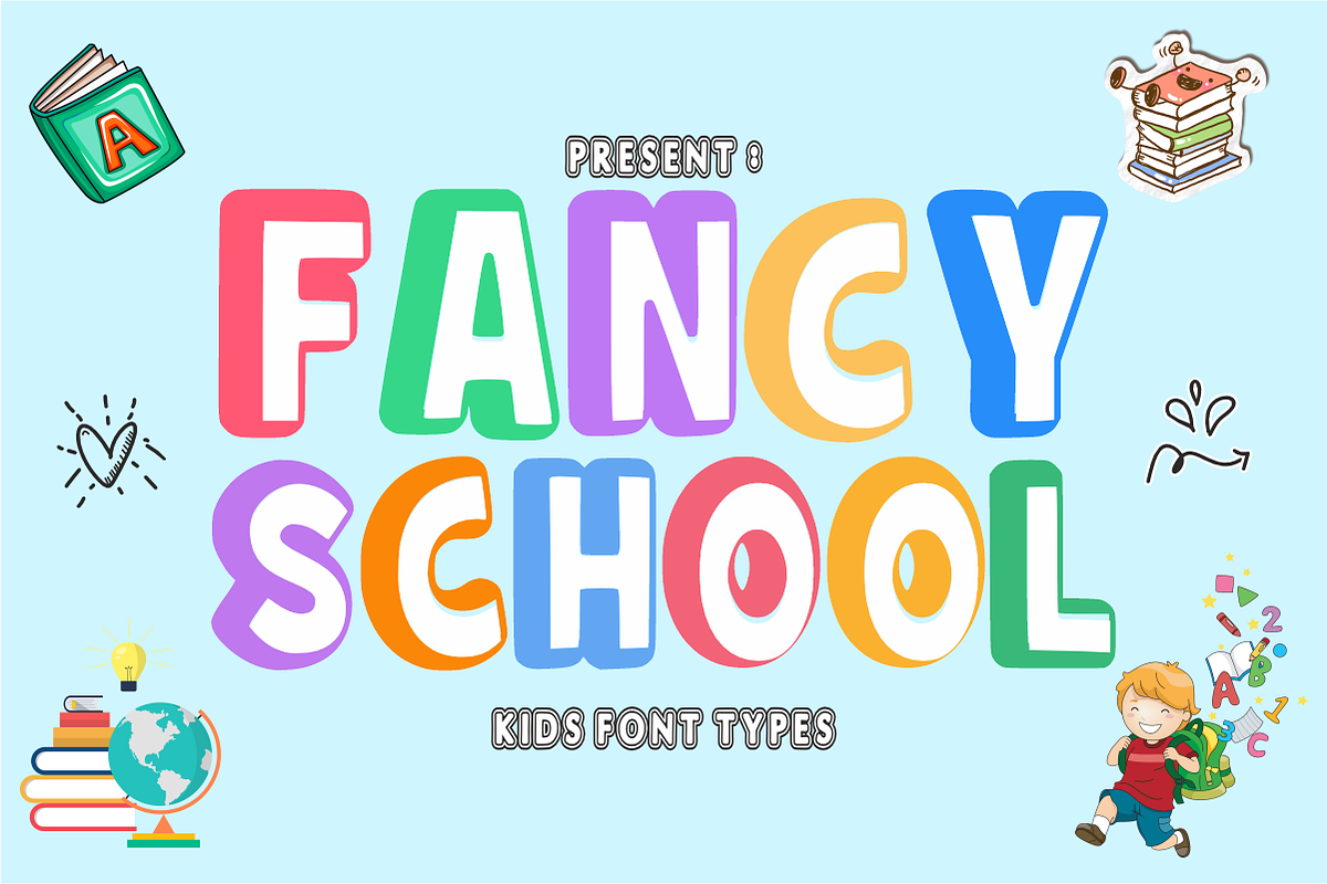 Fancy School - Playful Kids Font, a Sans Serif Font by KiddoGlyphs Studio (Photo 1 of 5)