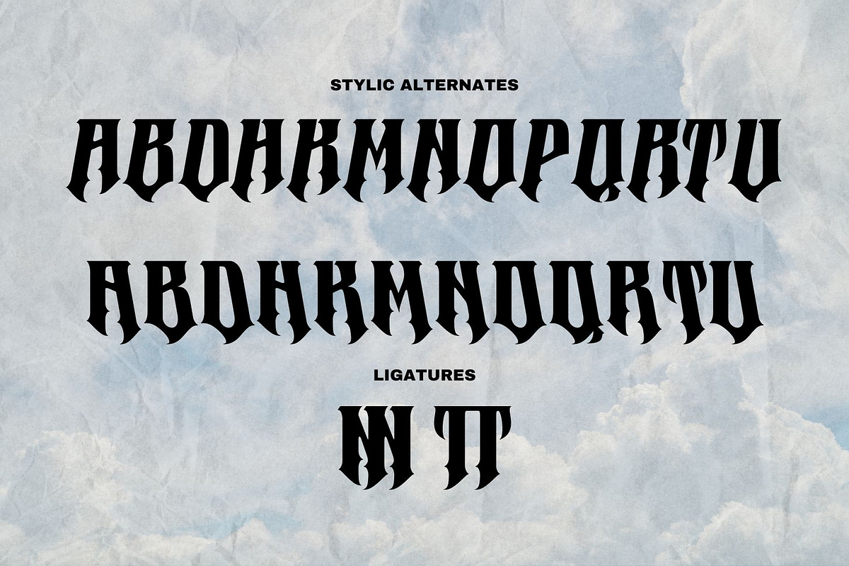 Metrim - Logo Font, a Blackletter Font by Nirmana Visual (Photo 7 of 16)
