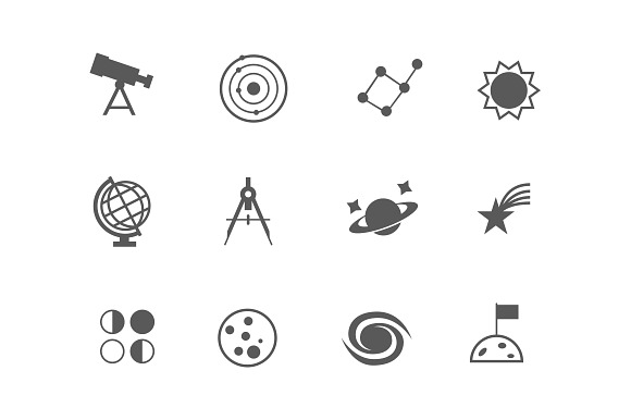 12 Astronomy And Space Icons