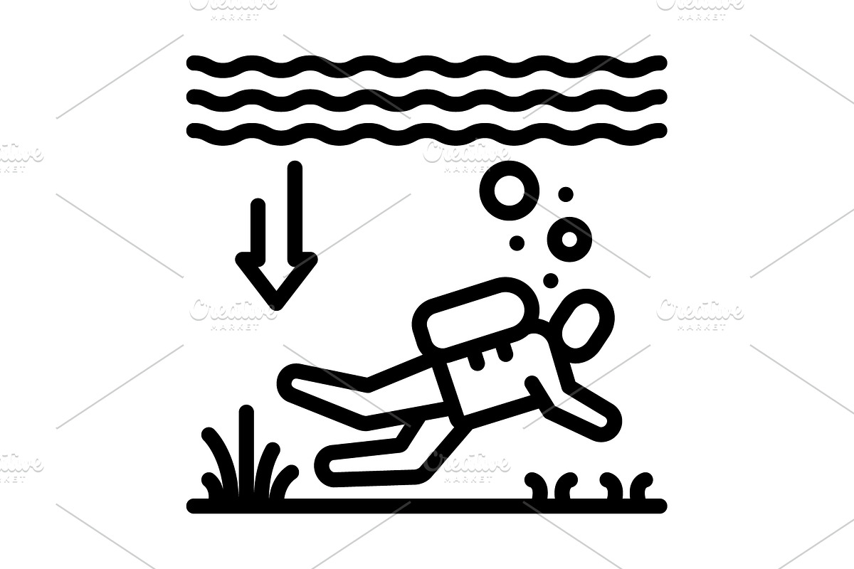 Depth diving black icon, an Outline Icon by Creative priyanka