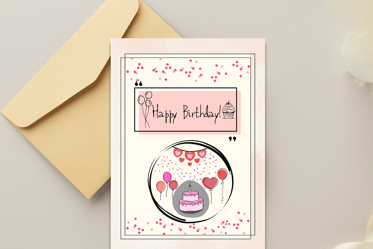 Simple Birthday Card Template, a Card Template by WynterLife Studio (Photo 1 of 7)
