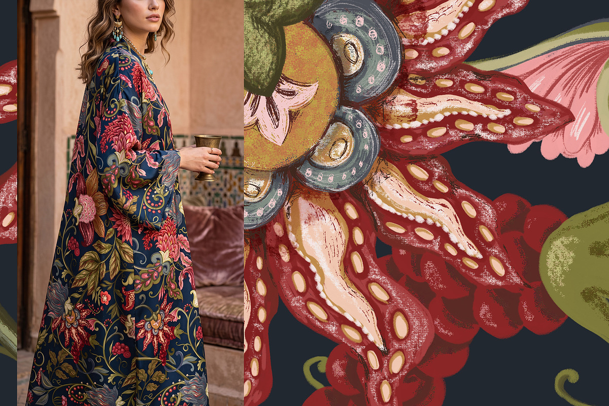 Bramble Jacobean Floral Pattern, a Pattern Graphic by Sonulkaster (Photo 6 of 13)