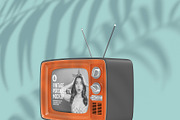 Vintage Portable TV with Old Video E, a Product Mockup by OneVectorStock (Thumbnail 10 of 19)