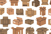 Flat vector cardboard boxes, an Object Illustration by Torontotokio (Thumbnail 2 of 4)