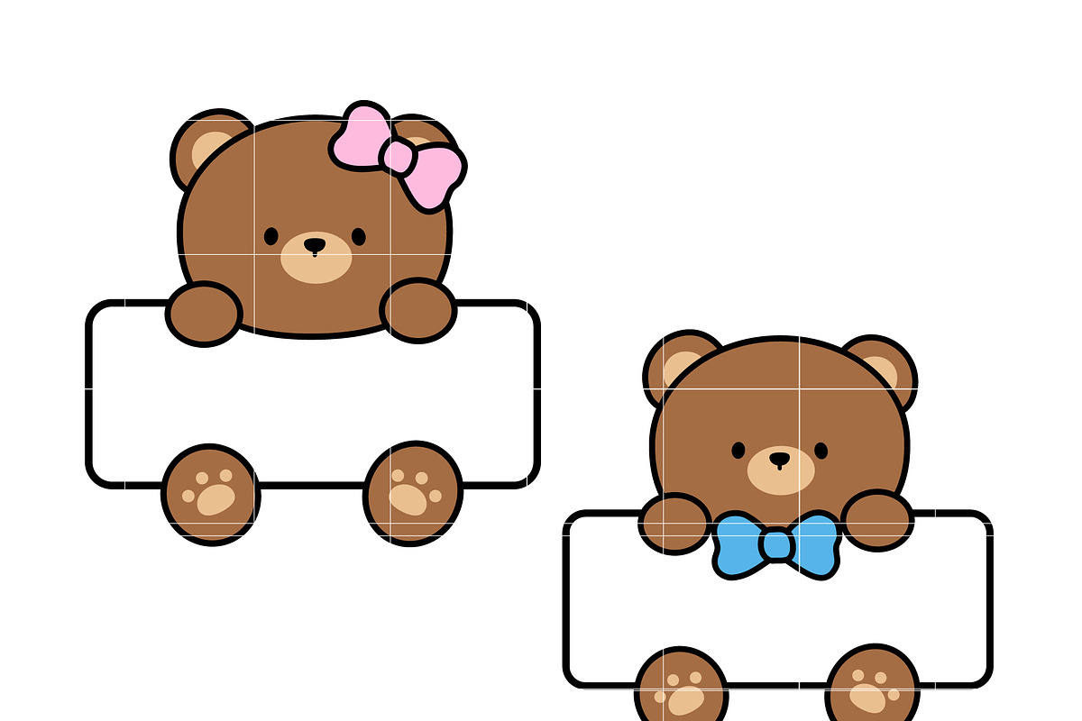 Cute Bear Car SVG | Kawaii Teddy Bea, an Illustration by TheHitShop (Photo 2 of 7)